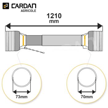 Le modèle de Protecteur de cardan complet série SFT S2 BONDIOLI Lg 1210 mm - 23,8x61,3 tube Free rotation - PR/SFTS2/1210-BONDIOLI