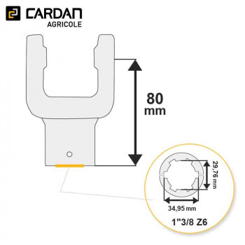 Le modèle de Machoire d'extrémité Walterscheid 20.38.101 (1041299) 1-3/8 Z6 - MAL03-WALTERSCHEID