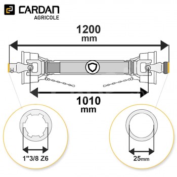 Le modèle de Transmission cardan agricole 16 Cv 1,20 mt Benzi - TO212/MAL225-BENZI