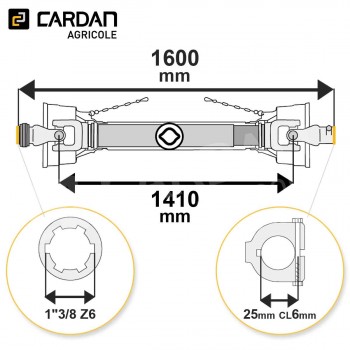 Le modèle de Transmission cardan agricole 16 Cv 1,60 mt Walterscheid - TO216/MALB22506T-WALTERSCHEID