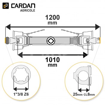 Le modèle de Transmission cardan agricole 21 Cv 1,20 mt Benzi - TO312W/MALB22508T-BENZI