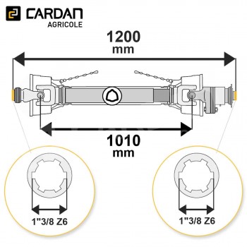 Le modèle de Transmission cardan agricole 35 Cv 1,20 mt Benzi avec limiteur à boulon et roue libre - TO512/LBRL05-BENZI