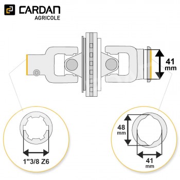 Le modèle de Joint de cardan grand angle Walterscheid complet tube citron 41x48 - 1-3/8 Z6 - HJCE28-WALTERSCHEID
