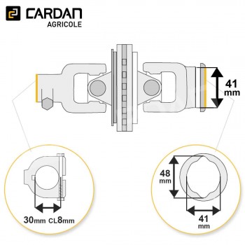 Le modèle de Joint de cardan grand angle Benzi complet tube citron 41x48 - Diamètre 30 mm - HJCE29-B30-BENZI