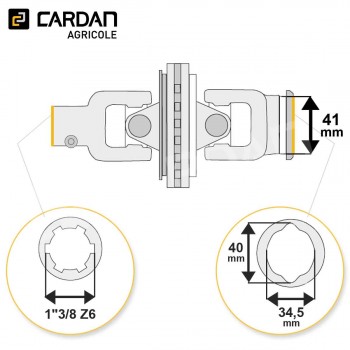 Le modèle de Joint de cardan grand angle Comer complet tube citron 34,5x40 - 1-3/8 Z6 - HJCI28-COMER