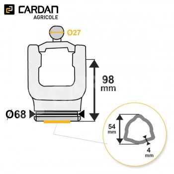 Le modèle de Machoire de grand angle Magdalena - 32x76 - 27x94/98 - Tube Triangulaire 54x4 - HMTTE30-MAGDALENA