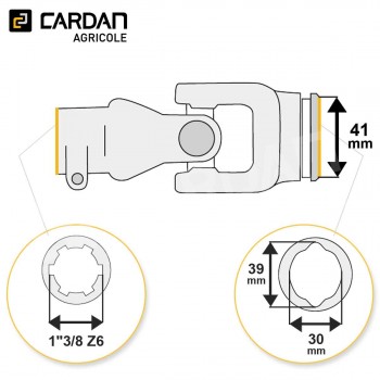 Le modèle de Joint de cardan Walterscheid complet tube citron 30x39 - 1-3/8 Z6 - JCE02-WALTERSCHEID