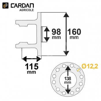 Le modèle de Machoire plateau Walterscheid 26.15.106 / 1334661 - MP21160M12-WALTERSCHEID