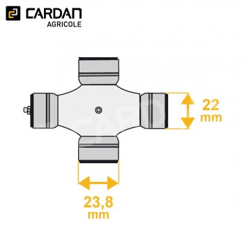 Le modèle de Croisillon de cardan agricole Bondioli 4120C0006R25 - 23,8x76 - 22x77,6 - CROHSFTS2/1B-BONDIOLI