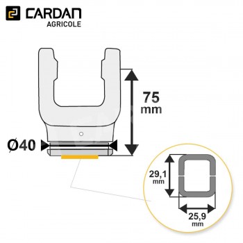 Le modèle de Machoire tube Benzi 22x54,8 - Rectangle extérieur 25,9x29,1 - MTRE02-BENZI