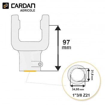 Le modèle de Machoire d'extrémité Benzi 23,8x61,3 - 1-3/8 Z21 Poussoir - MA038-BENZI