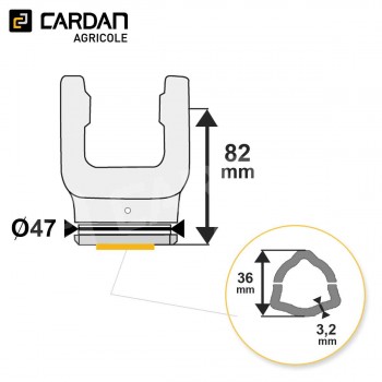Le modèle de Machoire tube Benzi 23,8x61,3 - Triangle extérieur 36x3,2 - MTTE03-BENZI