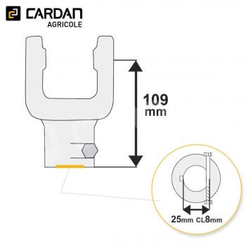 Le modèle de Machoire d'extrémité Benzi 27x74,5 - 25 Boulon sécant Cl 8 mm - MALB52508S-BENZI