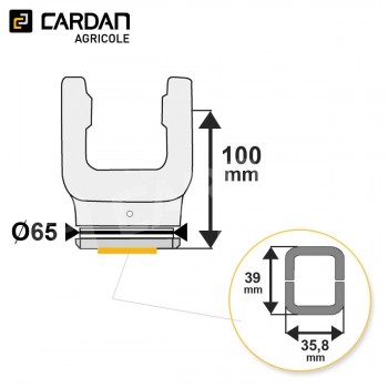 Le modèle de Machoire tube Benzi 27x74,5 - Rectangle intérieur 35,8x39 - MTRI50-BENZI