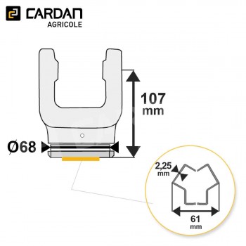Le modèle de Machoire tube Eurocardan 30,2x92 - York extérieur 61x2,25 - MTYE07-EUROCARDAN