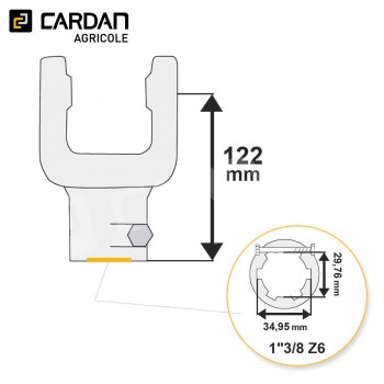 Le modèle de Machoire d'extrémité Benzi 35x94 - 1-3/8 Z6 Boulon sécant - MAB24S-BENZI