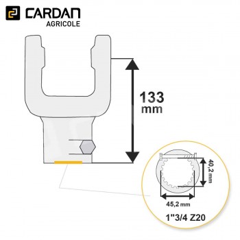 Le modèle de Machoire d'extrémité Comer 41x108 - 1-3/4 Z20 Boulon sécant - MAB2510-COMER