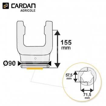 Le modèle de Machoire tube Benzi 50x118 - Etoile extérieur 71,5x57,5 - MTEE50-BENZI