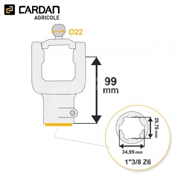 Le modèle de Machoire de grand angle Comer - 23,8x61,3 - 22x76/80 - 1-3/8 Z6 - HMA28-COMER