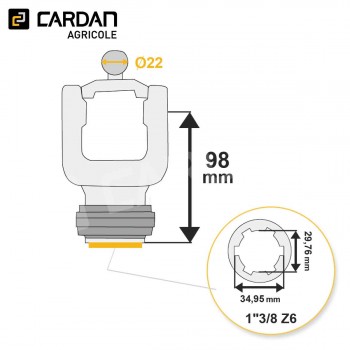 Le modèle de Machoire de grand angle Benzi - 23,8x61,3 - 22x76/80 - 1-3/8 Z6 - HMA28VB-BENZI
