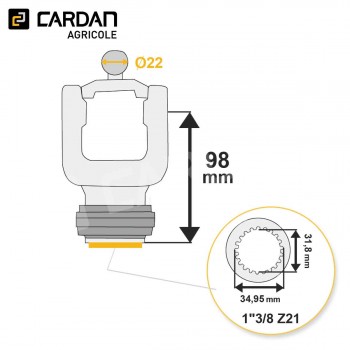 Le modèle de Machoire de grand angle Benzi - 23,8x61,3 - 22x76/80 - 1-3/8 Z21 - HMA288VB-BENZI