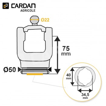 Le modèle de Machoire de grand angle Comer - 23,8x61,3 - 22x76/80 - Tube Citron 34,5x40 - HMTCI28-COMER