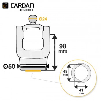 Le modèle de Machoire de grand angle Benzi - 27x74,6 - 23,8x91/95 - Tube Citron 41x48 - HMTCE29-BENZI