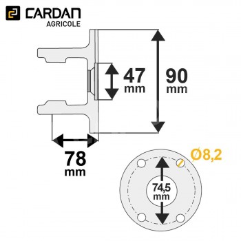 Le modèle de Machoire plateau Benzi 27x74,5 - Diamètre 90 - 4 trous entraxe 74,5 - MP0590F4/1-BENZI