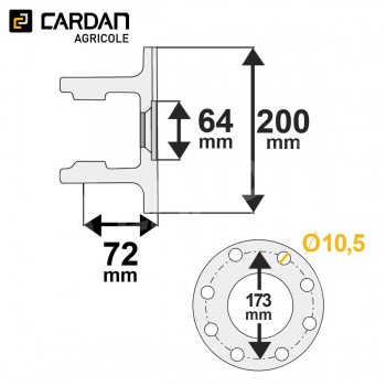 Le modèle de Machoire plateau Benzi 32x76 - Diamètre 200 - 8 trous entraxe 173 - MP19200F8-BENZI