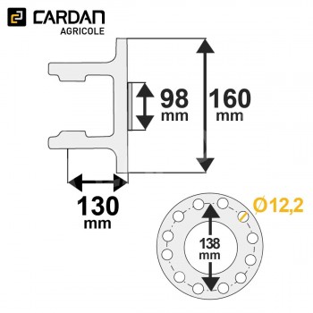 Le modèle de Machoire plateau Benzi 42x104 - Diamètre 160 - 12 trous entraxe 138 - MP21160M12-BENZI