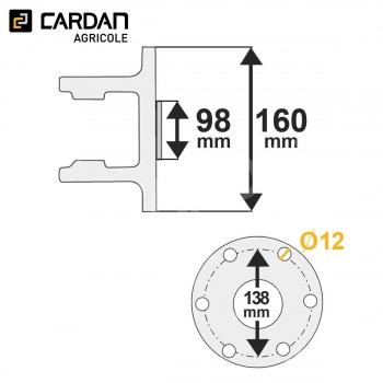 Le modèle de Machoire plateau Benzi 35x94 - Diamètre 160 - 6 trous entraxe 138 - MP24160M6-BENZI