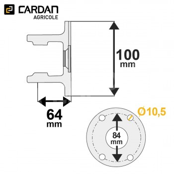 Le modèle de Machoire plateau COMER 27x74,5 - Diamètre 100 - 4 trous entraxe 84 - MP05100F4-COMER