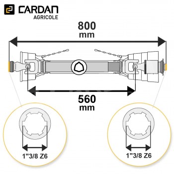 Le modèle de Transmission cardan agricole 64 Cv 0,8 mt Magdalena avec roue libre - TO708/RLC07-MAGDALENA
