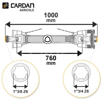 Le modèle de Transmission cardan agricole 64 Cv 1 mt Magdalena avec embrayage - TO710/LF079/4140-MAGDALENA