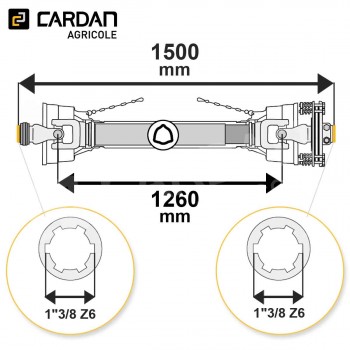 Le modèle de Transmission cardan agricole 64 Cv 1,50 mt Magdalena avec embrayage - TO715/LF07/4140-MAGDALENA
