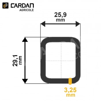 Le modèle de Tube rectangle 25,9 x29,1x3,25 Lg 1 mètre - TR090/1
