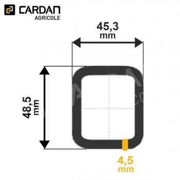 Le modèle de Tube rectangle 45,3 x48,5x4,5 Lg 3 mètres - TR130/3