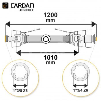Le modèle de Transmission cardan agricole 64 Cv 1,20 mt Benzi avec roue libre - TO712/RLC079P-BENZI