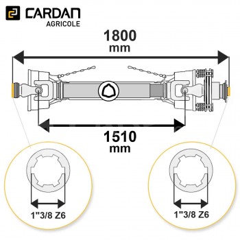 Le modèle de Transmission cardan agricole 64 Cv 1,80 mt Benzi avec embrayage et roue libre - TO718/LFRL07/4160-BENZI