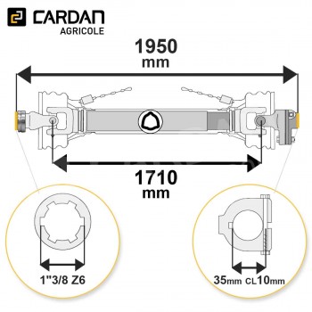Le modèle de Transmission cardan agricole 64 Cv 1,95 mt Benzi avec limiteur à boulon - TO7195/LB07ALB3510-BENZI
