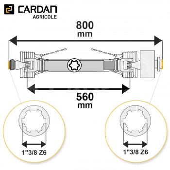 Le modèle de Transmission cardan agricole 53 Cv 0,8 mt Walterscheid avec limiteur élastique - TO198/K65-2-WALTERSCHEID