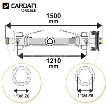 Le modèle de Transmission cardan agricole 75 Cv 1,50 mt Benzi avec embrayage - TO2415/LF249/2160-BENZI