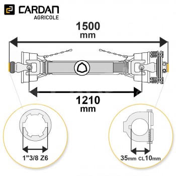 Le modèle de Transmission cardan agricole 75 Cv 1,50 mt Benzi avec embrayage - TO2415/LF24/2160AL35MM-BENZI