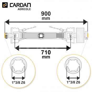 Le modèle de Transmission cardan agricole 90 Cv 0,9 mt Bondioli avec limiteur automatique - TO14/SFTS8/LR24-138-6-250-BONDI