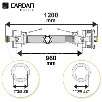Le modèle de Transmission cardan agricole 90 Cv 1,20 mt Benzi avec embrayage - TO2012/LF208/4160-BENZI