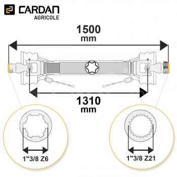 Le modèle de Transmission cardan agricole 90 Cv 1,50 mt Benzi - TO2015/MA208-BENZI