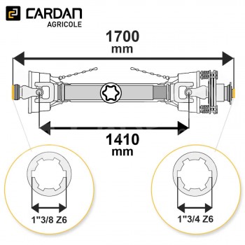 Le modèle de Transmission cardan agricole 90 Cv 1,70 mt Benzi avec embrayage et roue libre - TO2017/LFRL209/4160-BENZI