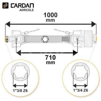 Le modèle de Transmission cardan agricole 90 Cv 1 mt Walterscheid avec limiteur automatique - TO2010/LDC134-6/1650-WALTERSCHE