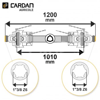 Le modèle de Transmission cardan agricole double grand angle 35 Cv 1,20 mt Magdalena - TO512/HJT29/2-MAGDALENA