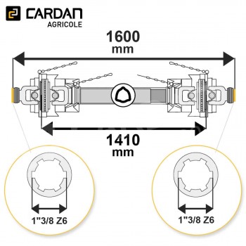 Le modèle de Transmission cardan agricole double grand angle 35 Cv 1,60 mt Magdalena - TO516/HJT29/2-MAGDALENA